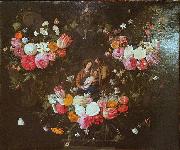 Jan Van Kessel Garland of Flowers with the Holy Family USA oil painting artist